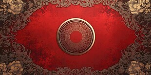 红底金纹华丽复古背景图