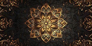 黑金曼陀罗花纹华丽背景
