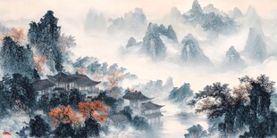 水墨山水间的古韵景致