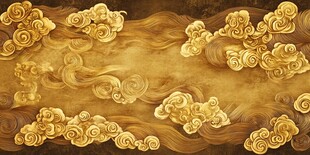 金色祥云中式古风背景图