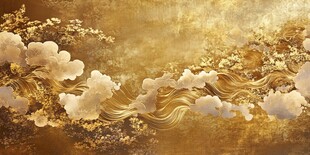 金色云海山水中式背景图