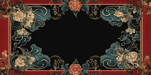 中式古典花卉边框图案