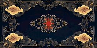 中式黑金古典花纹装饰图案