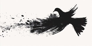 水墨飞鸟 墨韵灵动瞬间