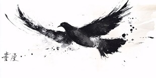 水墨飞鸟图