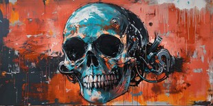 机械骷髅的奇幻艺术绘