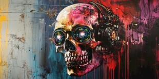 摇滚骷髅头艺术插画