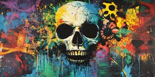 多彩涂鸦骷髅艺术画作