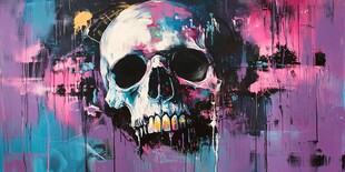 多彩涂鸦骷髅艺术画作