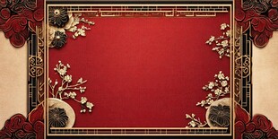 中式古典红色边框背景图