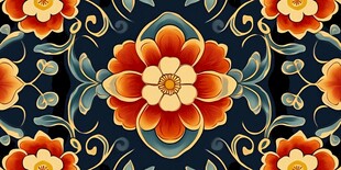 中式花卉几何图案纹理