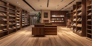 温馨宽敞的木质书店空间