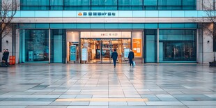 招商银行门店外观场景