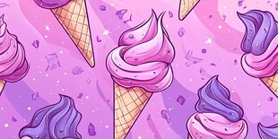 梦幻紫粉冰淇淋甜蜜图案