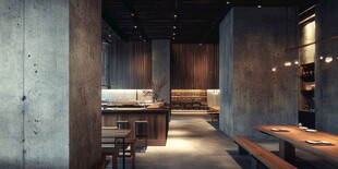 工业风质感的室内餐厅空间