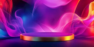 炫彩舞台背景下的金色展台