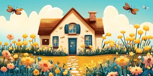 田园小屋 繁花与蝶的梦幻地