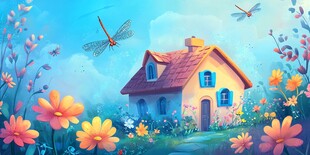 梦幻田园小屋 花间精灵飞舞