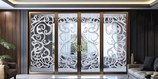 现代客厅的精致雕花隔断