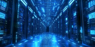 科技感十足的数据中心走廊