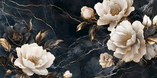 黑金大理石花卉奢华背景