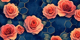 玫瑰与几何图案装饰背景