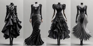 时尚黑色礼服设计展示