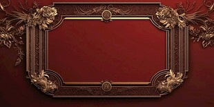 复古红底金色雕花装饰框架