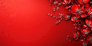 喜庆红底花卉背景图