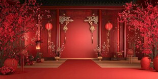中式婚礼场景 喜庆红韵布置