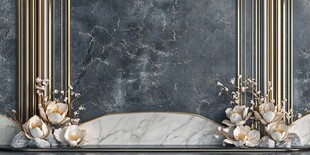 大理石金饰花卉背景图