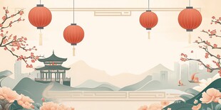 中式新春美景插画