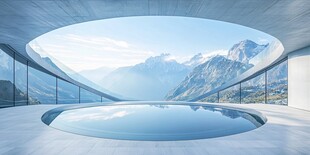 环形露台赏壮丽山景泳池