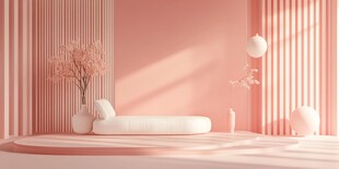 梦幻粉色系室内空间场景