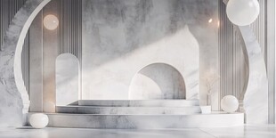 极简大理石风格室内展示空间