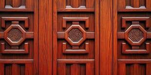 中式雕花木门纹理特写