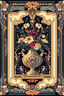 复古花卉花瓶装饰图案