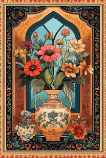 异域花瓶花卉装饰画