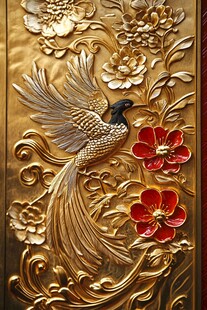 金雕凤凰花卉精美图案