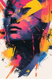 抽象色彩人脸艺术画作