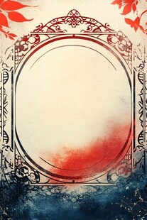 复古花纹椭圆边框背景图