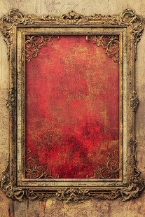 复古金框红色背景画框