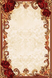 复古玫瑰花纹华丽边框背景