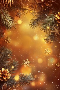 冬日圣诞风松枝松果背景图