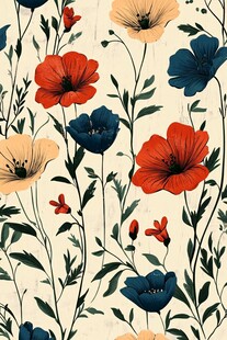 复古花卉图案壁纸设计