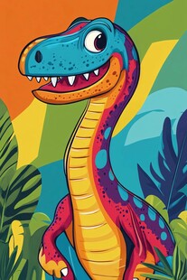 彩色恐龙在丛林中