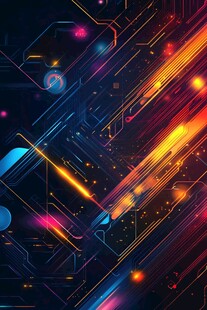 炫彩科技风电路背景图