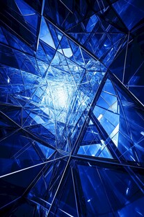 蓝色几何结构的科幻空间