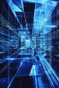 未来科技感的蓝色虚拟空间
