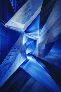 蓝色几何抽象艺术空间